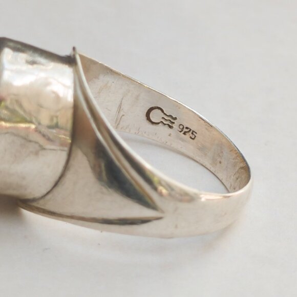 Vintage ’90s Plum Traders 925 Sterling Amethyst Modernist Ring Sz 7½ - Picture 7 of 12